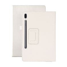 Coque Portefeuille Livre Cuir Etui Clapet L06 pour Samsung Galaxy Tab S6 10.5 SM-T860 Blanc