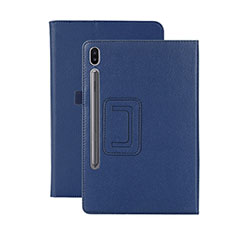 Coque Portefeuille Livre Cuir Etui Clapet L06 pour Samsung Galaxy Tab S6 10.5 SM-T860 Bleu