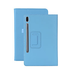 Coque Portefeuille Livre Cuir Etui Clapet L06 pour Samsung Galaxy Tab S6 10.5 SM-T860 Bleu Ciel