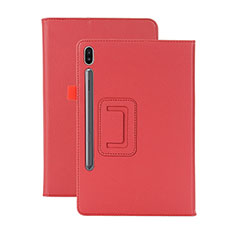 Coque Portefeuille Livre Cuir Etui Clapet L06 pour Samsung Galaxy Tab S6 10.5 SM-T860 Rouge