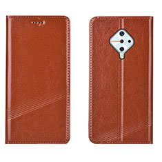 Coque Portefeuille Livre Cuir Etui Clapet L06 pour Vivo S1 Pro Orange