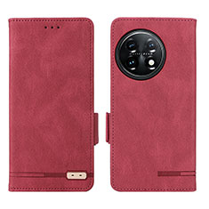 Coque Portefeuille Livre Cuir Etui Clapet L06Z pour OnePlus 11 5G Rouge