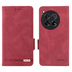 Coque Portefeuille Livre Cuir Etui Clapet L06Z pour OnePlus 12 5G Rouge