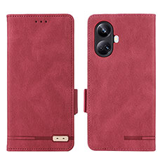 Coque Portefeuille Livre Cuir Etui Clapet L06Z pour Realme 10 Pro+ Plus 5G Rouge