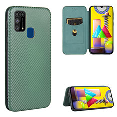 Coque Portefeuille Livre Cuir Etui Clapet L06Z pour Samsung Galaxy M21s Vert