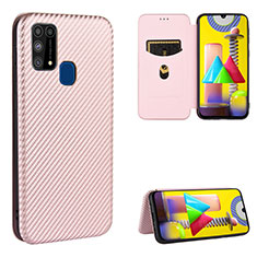 Coque Portefeuille Livre Cuir Etui Clapet L06Z pour Samsung Galaxy M31 Or Rose