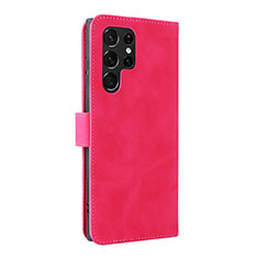 Coque Portefeuille Livre Cuir Etui Clapet L06Z pour Samsung Galaxy S21 Ultra 5G Rose Rouge