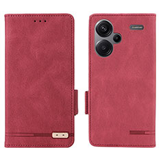 Coque Portefeuille Livre Cuir Etui Clapet L06Z pour Xiaomi Redmi Note 13 Pro+ Plus 5G Rouge
