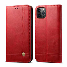 Coque Portefeuille Livre Cuir Etui Clapet L07 pour Apple iPhone 12 Pro Rouge