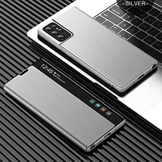 Coque Portefeuille Livre Cuir Etui Clapet L07 pour Samsung Galaxy S23 Ultra 5G Argent