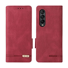 Coque Portefeuille Livre Cuir Etui Clapet L07Z pour Samsung Galaxy Z Fold3 5G Rouge
