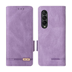 Coque Portefeuille Livre Cuir Etui Clapet L07Z pour Samsung Galaxy Z Fold3 5G Violet