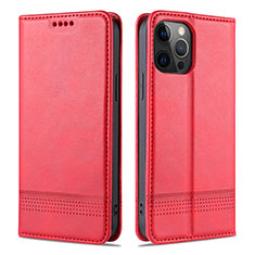 Coque Portefeuille Livre Cuir Etui Clapet L08 pour Apple iPhone 12 Pro Rouge
