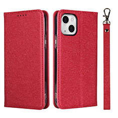 Coque Portefeuille Livre Cuir Etui Clapet L08 pour Apple iPhone 13 Rouge