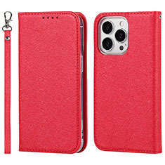 Coque Portefeuille Livre Cuir Etui Clapet L08 pour Apple iPhone 14 Pro Rouge