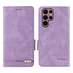 Coque Portefeuille Livre Cuir Etui Clapet L08Z pour Samsung Galaxy S22 Ultra 5G Violet