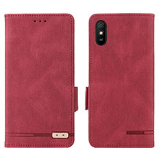Coque Portefeuille Livre Cuir Etui Clapet L08Z pour Xiaomi Redmi 9A Rouge
