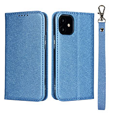 Coque Portefeuille Livre Cuir Etui Clapet L09 pour Apple iPhone 12 Mini Bleu Ciel