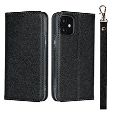 Coque Portefeuille Livre Cuir Etui Clapet L09 pour Apple iPhone 12 Mini Noir