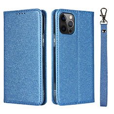 Coque Portefeuille Livre Cuir Etui Clapet L09 pour Apple iPhone 12 Pro Bleu Ciel