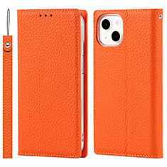 Coque Portefeuille Livre Cuir Etui Clapet L09 pour Apple iPhone 13 Mini Orange