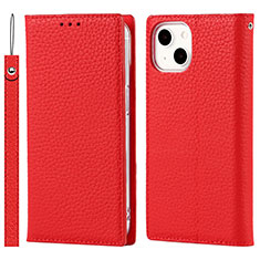 Coque Portefeuille Livre Cuir Etui Clapet L09 pour Apple iPhone 13 Mini Rouge