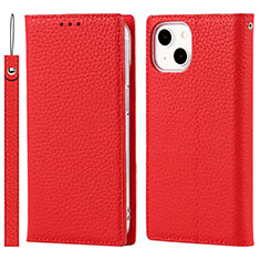 Coque Portefeuille Livre Cuir Etui Clapet L09 pour Apple iPhone 15 Plus Rouge