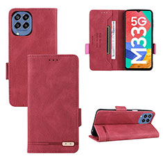 Coque Portefeuille Livre Cuir Etui Clapet L09Z pour Samsung Galaxy M33 5G Rouge