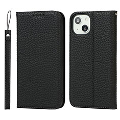 Coque Portefeuille Livre Cuir Etui Clapet L10 pour Apple iPhone 13 Mini Noir
