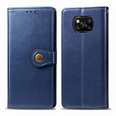 Coque Portefeuille Livre Cuir Etui Clapet L10 pour Xiaomi Poco X3 Bleu