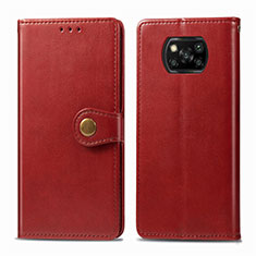 Coque Portefeuille Livre Cuir Etui Clapet L10 pour Xiaomi Poco X3 NFC Rouge