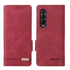 Coque Portefeuille Livre Cuir Etui Clapet L18Z pour Samsung Galaxy Z Fold3 5G Rouge