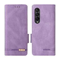 Coque Portefeuille Livre Cuir Etui Clapet L18Z pour Samsung Galaxy Z Fold4 5G Violet Clair