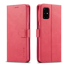 Coque Portefeuille Livre Cuir Etui Clapet LC1 pour Samsung Galaxy M51 Rose Rouge