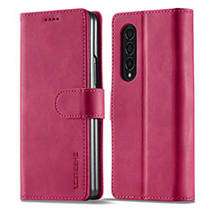 Coque Portefeuille Livre Cuir Etui Clapet LC1 pour Samsung Galaxy Z Fold4 5G Rose Rouge