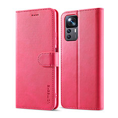 Coque Portefeuille Livre Cuir Etui Clapet LC1 pour Xiaomi Mi 12T 5G Rose Rouge