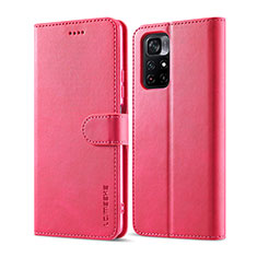 Coque Portefeuille Livre Cuir Etui Clapet LC1 pour Xiaomi Poco M4 Pro 5G Rose Rouge