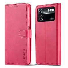 Coque Portefeuille Livre Cuir Etui Clapet LC1 pour Xiaomi Poco X4 Pro 5G Rose Rouge