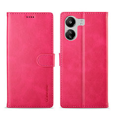 Coque Portefeuille Livre Cuir Etui Clapet LC1 pour Xiaomi Redmi 13C Rose Rouge