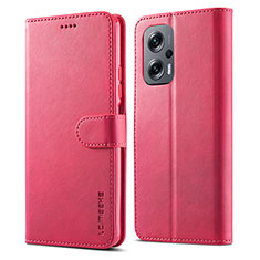 Coque Portefeuille Livre Cuir Etui Clapet LC1 pour Xiaomi Redmi Note 11T Pro 5G Rose Rouge