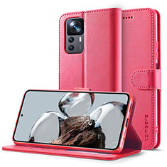 Coque Portefeuille Livre Cuir Etui Clapet LC2 pour Xiaomi Mi 12T 5G Rose Rouge