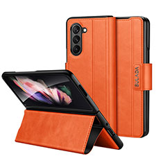 Coque Portefeuille Livre Cuir Etui Clapet LD1 pour Samsung Galaxy Z Fold5 5G Orange