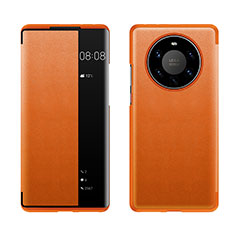 Coque Portefeuille Livre Cuir Etui Clapet LF1 pour Huawei Mate 40 Pro+ Plus Orange