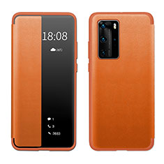 Coque Portefeuille Livre Cuir Etui Clapet LF1 pour Huawei P40 Pro Orange