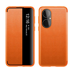Coque Portefeuille Livre Cuir Etui Clapet LF1 pour Huawei P50 Pro Orange
