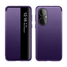 Coque Portefeuille Livre Cuir Etui Clapet LF1 pour Huawei P50 Pro Violet