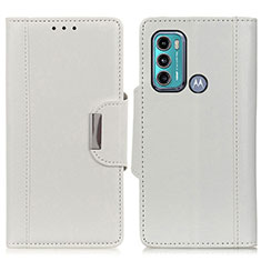 Coque Portefeuille Livre Cuir Etui Clapet M01L pour Motorola Moto G60 Blanc