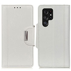 Coque Portefeuille Livre Cuir Etui Clapet M01L pour Samsung Galaxy S21 Ultra 5G Blanc