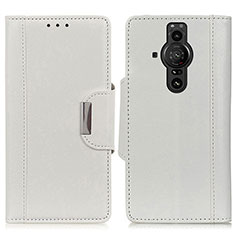 Coque Portefeuille Livre Cuir Etui Clapet M01L pour Sony Xperia PRO-I Blanc