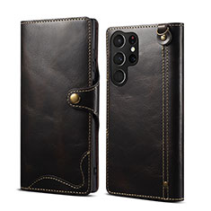 Coque Portefeuille Livre Cuir Etui Clapet M01T pour Samsung Galaxy S22 Ultra 5G Noir